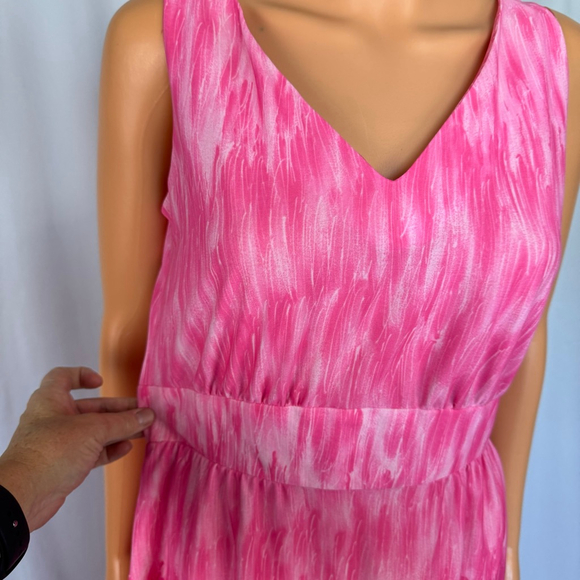 Vintage Pink Maxi Dress Ombré Leslie Fay Women's M Sleeveless - Picture 10 of 13